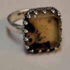 MONTANA MOSS AGATE STERLING SILVER LADIES RING SZ 5.75