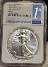 New Listing2021 W Burnished Silver Eagle NGC MS 70 Eagle Landing T-2 First Day Of Issue
