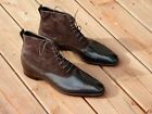 Handmade Brown Wing Tip Dress Boots for Men's, Men Lace up Ankle Boots
