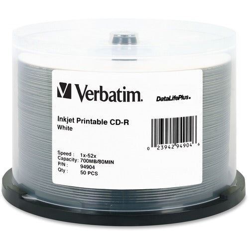 Verbatim Verbatim CD-R 700MB 52X DataLifePlus White Inkjet Printable - 50pk Spin