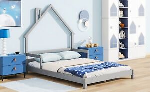 Full House-Shaped Headboard Bed with Handrails