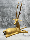 X-Large Brass Deer India Ornate Sculpture Figurine Sarreid MCM Hollywood Regency