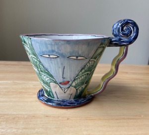 Vintage CHUCK AYDLETT Art Pottery Alien Mug - VGUC
