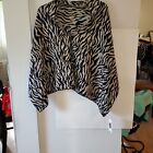 Cruise Club Women's Zebra Striped Poncho Button Front Light Weight One Size NWT