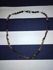 Vintage Choker Necklace 15” Rose Jade Quartz  Stone Beads Slim Neck .925 Clasp