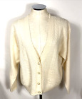 Vintage Womens Cardigan Sweater Sz M Angora Lambswool Shoulder Pads 1980s