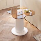 GUYII Lovely Shape Side Table Temper Glass End Table Sofa Nesting Table Brown