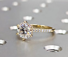 2Ct Round Cut Lab-Created Diamond Women's Engagement Ring 14K Yellow Gold Finish