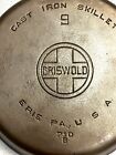 Vintage Cast Iron GRISWOLD #9 710B Skillet- Large Logo- Fully RESTORED -Read