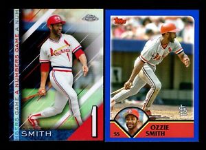 2 CARD LOT OF 2020 TOPPS CHROME NUMBERS GAME 2023 ARCHIVES #258 OZZIE SMITH