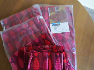 VTG CANNON Pinch Pleat Woven DRAPERIES CARDINAL RED 2 Panels x 4 USA Cotton NEW