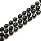Black Onyx Prism Cut Double Point Faceted Round Beads 9x10mm 15.5'' Strand