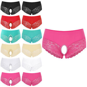 US Women Panties Hollow Out Underwear Sexy Briefs Nylon Underpants Sheer Shorts