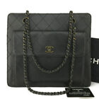 CHANEL Quilted Matelasse Lambskin CC Logo Chain Shoulder Tote Bag Black/1F0401