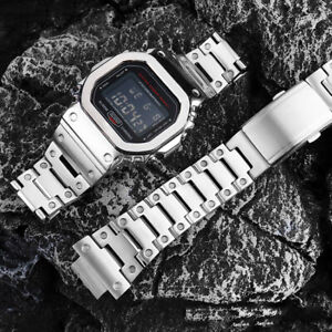 Strap &Case Metal Mod Kit For Casio G-SHOCK DW5600 GWM5610 Bezel Watch Band