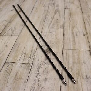 2 Pc- 3 Ft Fiberglass CB Antenna Whips, 3/8x24 Stud, Durable Coated Wire, Black