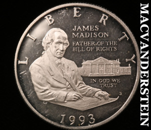 1993-S James Madison Commemorative Silver Half Dollar - Gem Proof Lustrous #V765