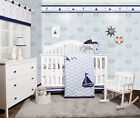 5 PCS Bumperless Nautical Sailor Baby Boy Nursery Crib Bedding Sets OptimaBaby