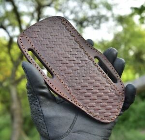 USA Pancake Sheath Fixed Blade Knife Case Brown Leather Knife Pouch Holster