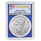 2021 $1 Type 1 American Silver Eagle PCGS MS70 FS Flag Label Blue Frame