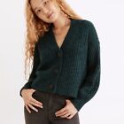 Madewell chunky knit green Waller crop cardigan sweater size small