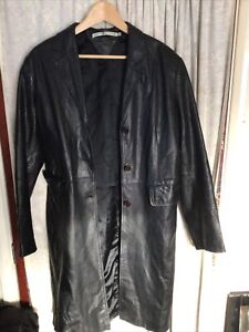 Women’s Tommy Hilfiger Black Leather Trench  Over Coat XL
