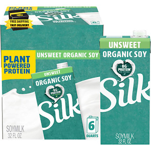 Shelf-Stable Organic Soy Milk, Unsweetened, Dairy-Free, Vegan, Non-Gmo Project V