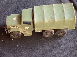 Vintage 1970's  Green Plastic Tandem Axle US Army Truck