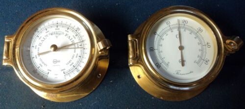 BARIGO Vintage SHIP'S Brass Barometer GERMANY Thermometer Weather Station