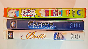 Lot of 3 Kids VHS Movies Casper, The Rugrats Movie & Balto Clamshell Nickelodeon
