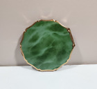 Vintage Stratton Cosmetic Compact Green Enamel Gold Rimmed Powder 50's England