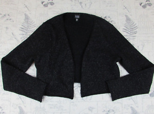 EILEEN FISHER Sweater Shimmer soft Wool bld Metallic Knit Open Cardigan Crop M