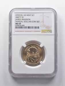 MS69 2007-P James Madison Presidential Dollar Annual Dollar Coin Set NGC *9019