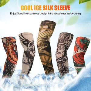1-10 Men Women Tattoo Cooling Arm Sleeves Cycling Basketball UV Sun Protection