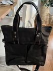 COACH Men’s Heritage BLACK Leather Foldover Tote Bag  70558 w/Shoulder Strap