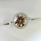 2Ct Round Lab-Created Chocolate Diamond Engagement Ring 14K Two Tone Gold Plated