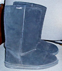 BearPaw Womens Size 10 Black Suede Leather Boots Fleece Lined