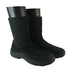 Women's LL Bean Winter Boots Black Suede Lined Zip Up Snow Mid Calf Size 9M