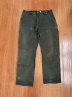 Carhartt Double Knee Work Pants Size 35x31 Black Canvas Duck Vtg Distressed USA