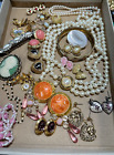 Vintage Jewelry Lot Romantic 90s Dangle Earrings Heart Simulated Pearls 22 piece
