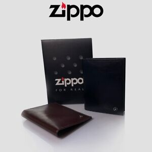 ZIPPO Business Credit Card Bifold Real Leather Wallet For Men L51098 (Black)