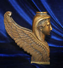EGYPTIAN DECO BRONZE WINGED SPHINX BUST ORMOLU RELIEF FRENCH CARYATID PHARAOH