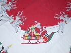 Retro Christmas Tablecloth Vtg Mid Century 1940s Montgomery Wards Rudolph Santa