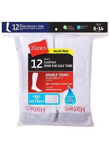 Hanes Men's Double Tough Durability Over-the-Calf Tube Socks, 12-Pack.,