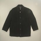 Toscano Men's Wool Cashmere Coat Jacket Size Large Black Full Zip Lined Winter