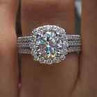 Lab Created Diamond Women Engagement Wedding Rings 925 Sterling Silver