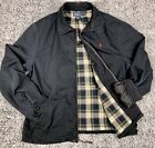 Vtg Polo Ralph Lauren Cotton Plaid Lined Black Harrington Bomber Jacket Mens L