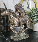 Native Indian Chief Spear Warrior With Eagle War Bonnet Roach On Horse Statue