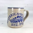 Fredericksburg Virginia EST 1728 Handmade Pottery Coffee Mug Cup Gray Blue
