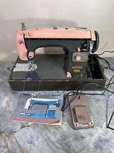 Vintage Pink Remington FL ZigZag Sewing Machine with case Self Lubricating AS IS